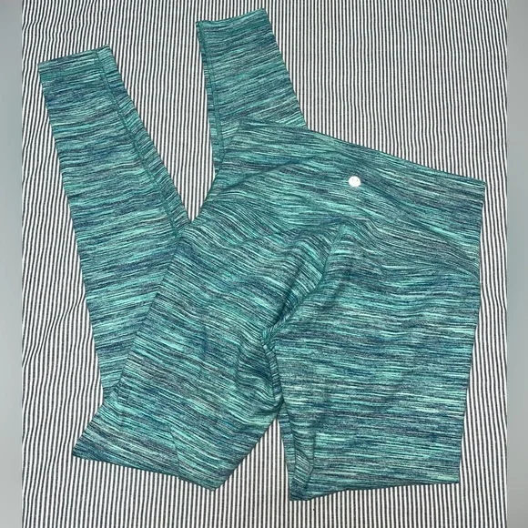 Lululemon Wunder Under Blue Green Leggings Size 6 - Picture 4 of 4